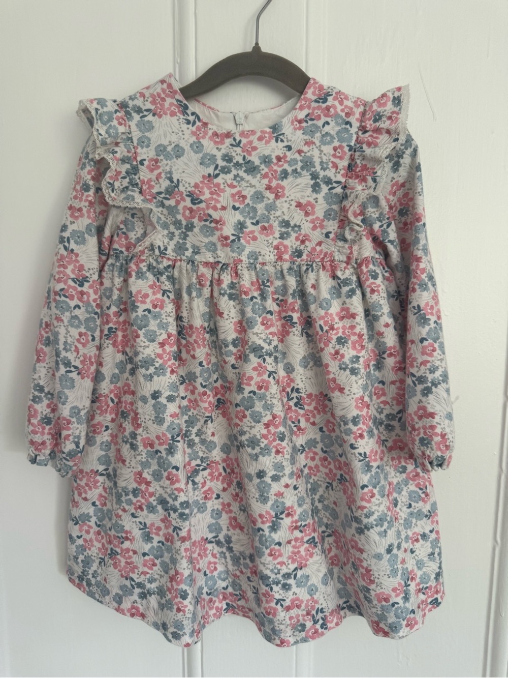 Tartine et Chocolat Floral Ruffle Dress - Pink & Blue